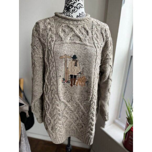 ACORN 90s Vintage Made in U.K New Wool Chucky Knit sweater Sz L - Picture 10 of 11